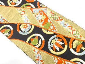 アンティーク　丸に草花・七宝模様織り出し袋帯（材料）